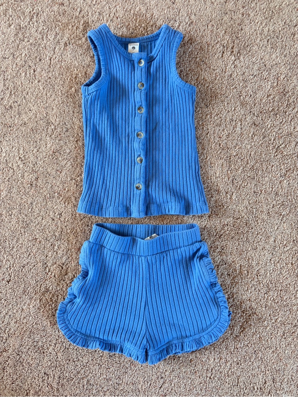 Kate Quinn 2T Blue Ribbed Tank & Shorts Set